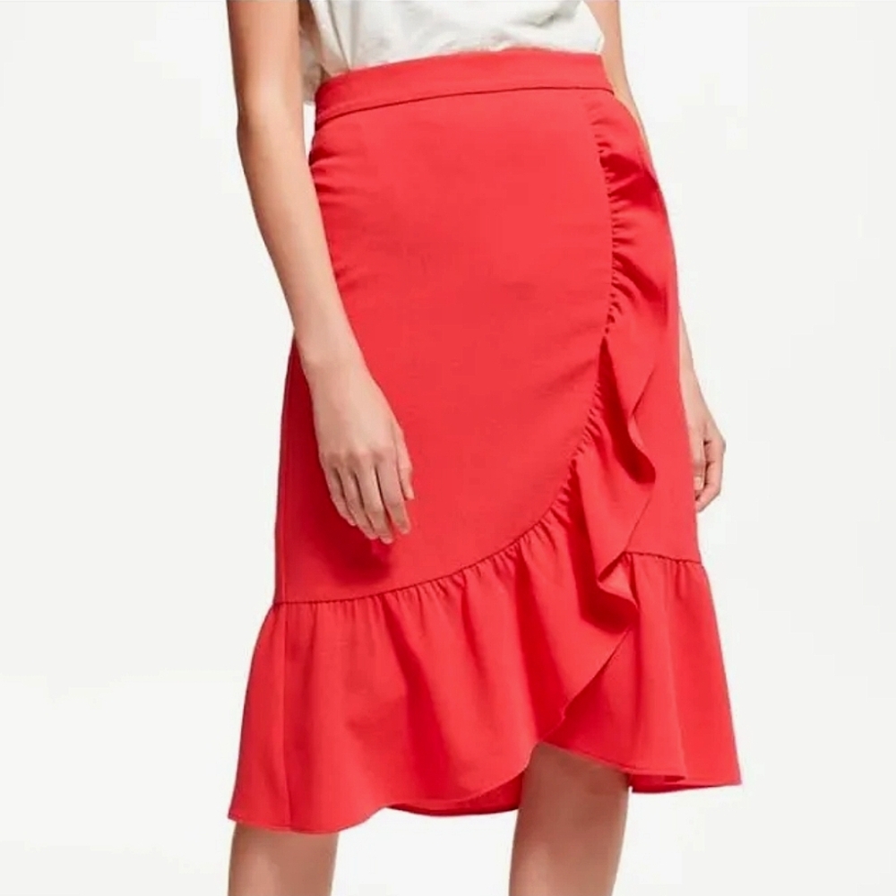Boden Ella Frill Wrap Skirt in Peony Pink - 16